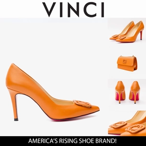 The Maneadero Orange Leather Pump Fuchsia Sole Women Shoe