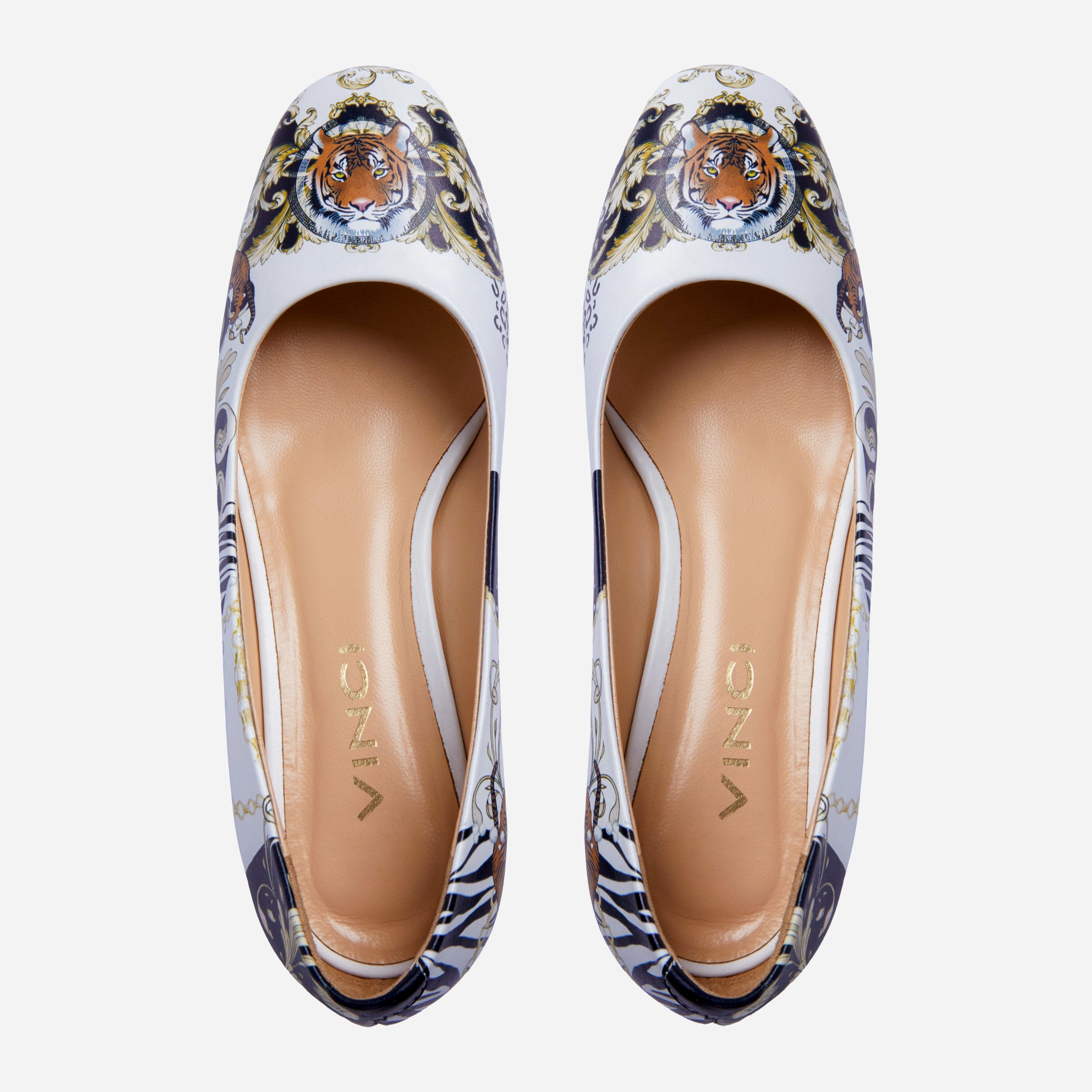 The Perugia White Leather Lower Heel Pump Women Shoe