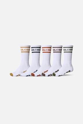 Tilt Hi Crew Sock 5 Pack - White/Assorted