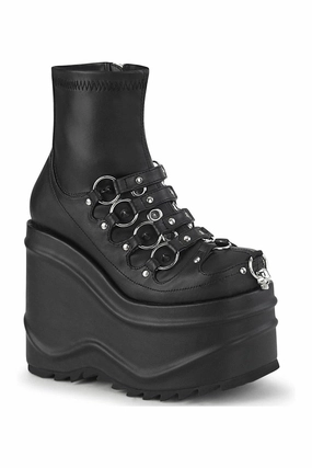 WAVE-110 Ankle Boot | Black Faux Leather