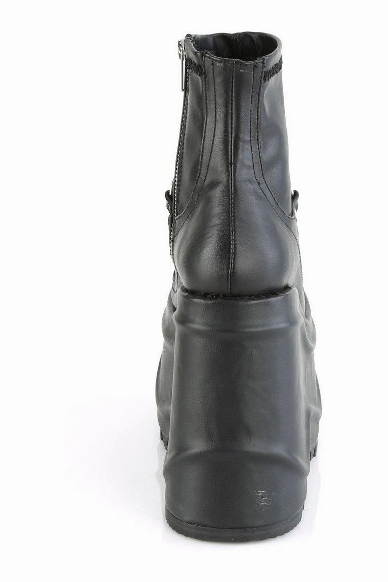 WAVE-110 Ankle Boot | Black Faux Leather