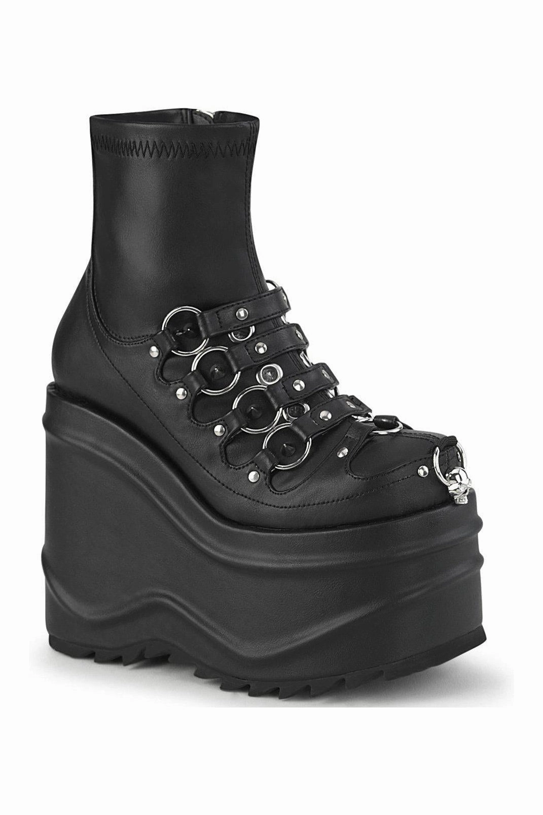 WAVE-110 Ankle Boot | Black Faux Leather