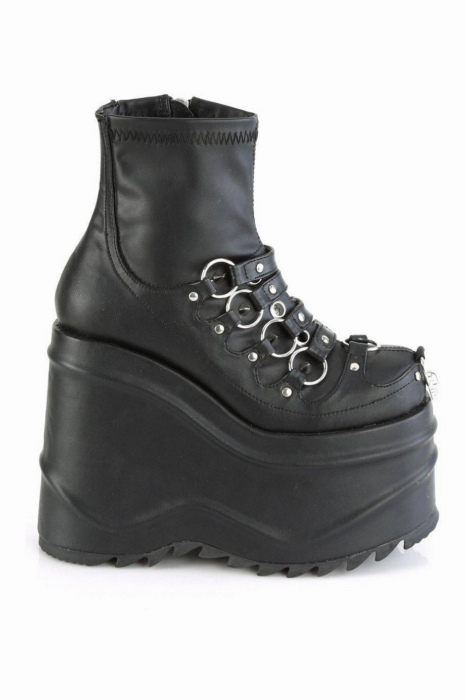 WAVE-110 Ankle Boot | Black Faux Leather