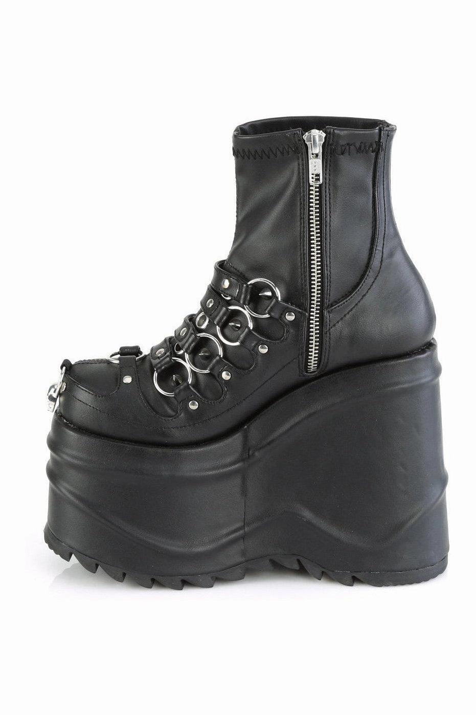 WAVE-110 Ankle Boot | Black Faux Leather
