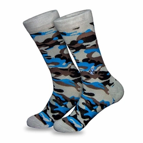 Woven Socks | Crew | Aqua Blackout Military Camo