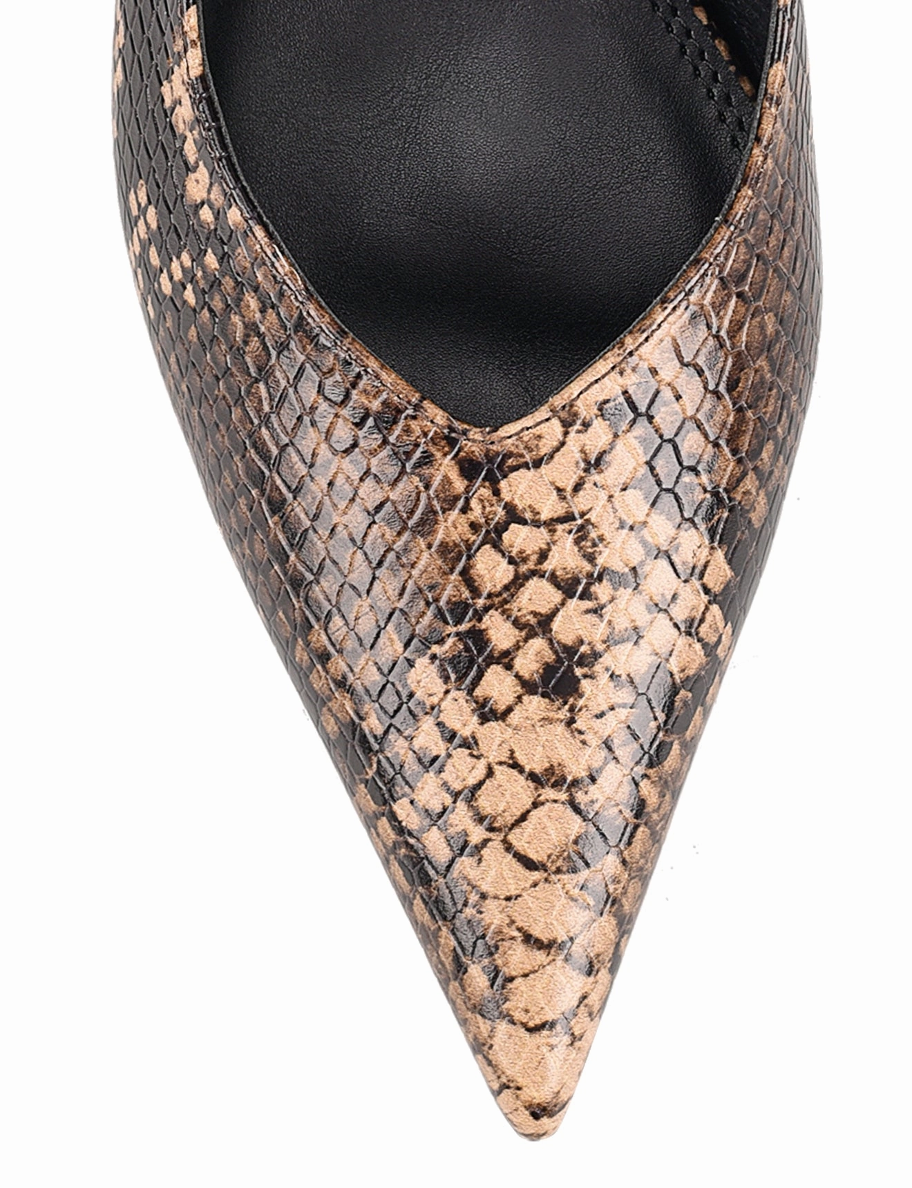 Yankee Slingback Block Heel - Brown Snake Leather