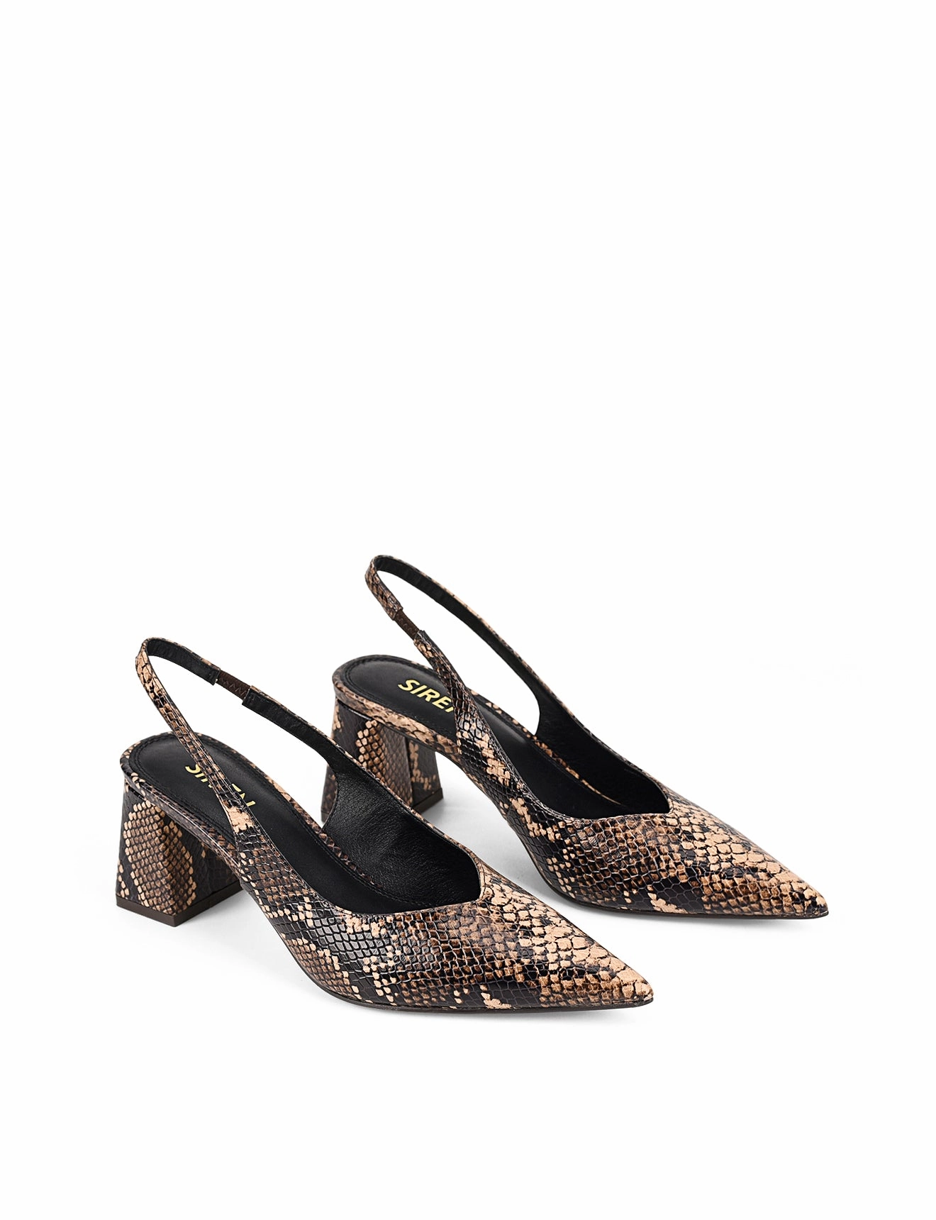 Yankee Slingback Block Heel - Brown Snake Leather