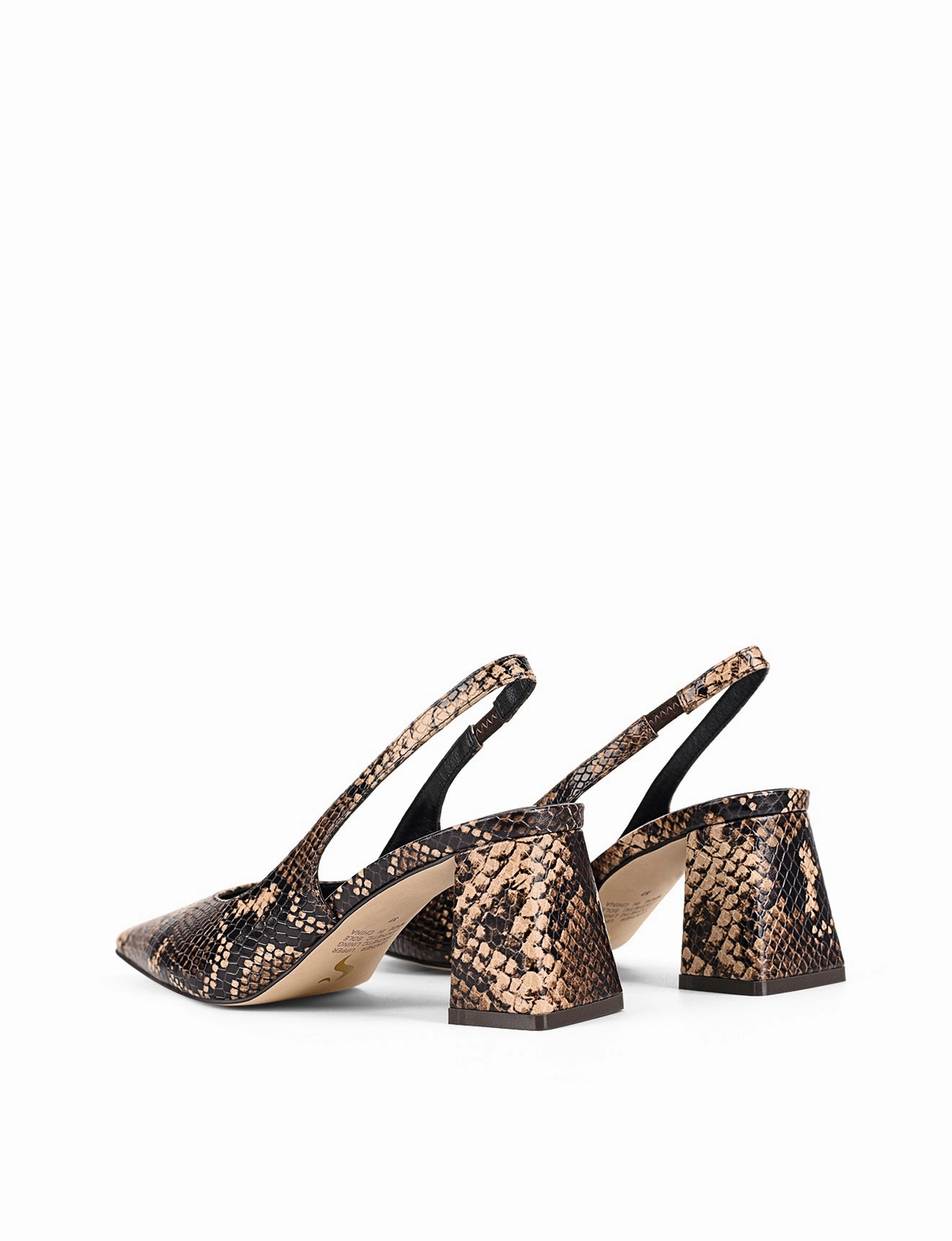Yankee Slingback Block Heel - Brown Snake Leather