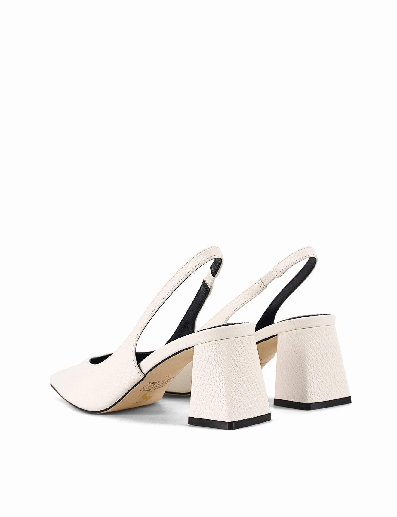 Yankee Slingback Block Heel - Chalk White Snake Leather
