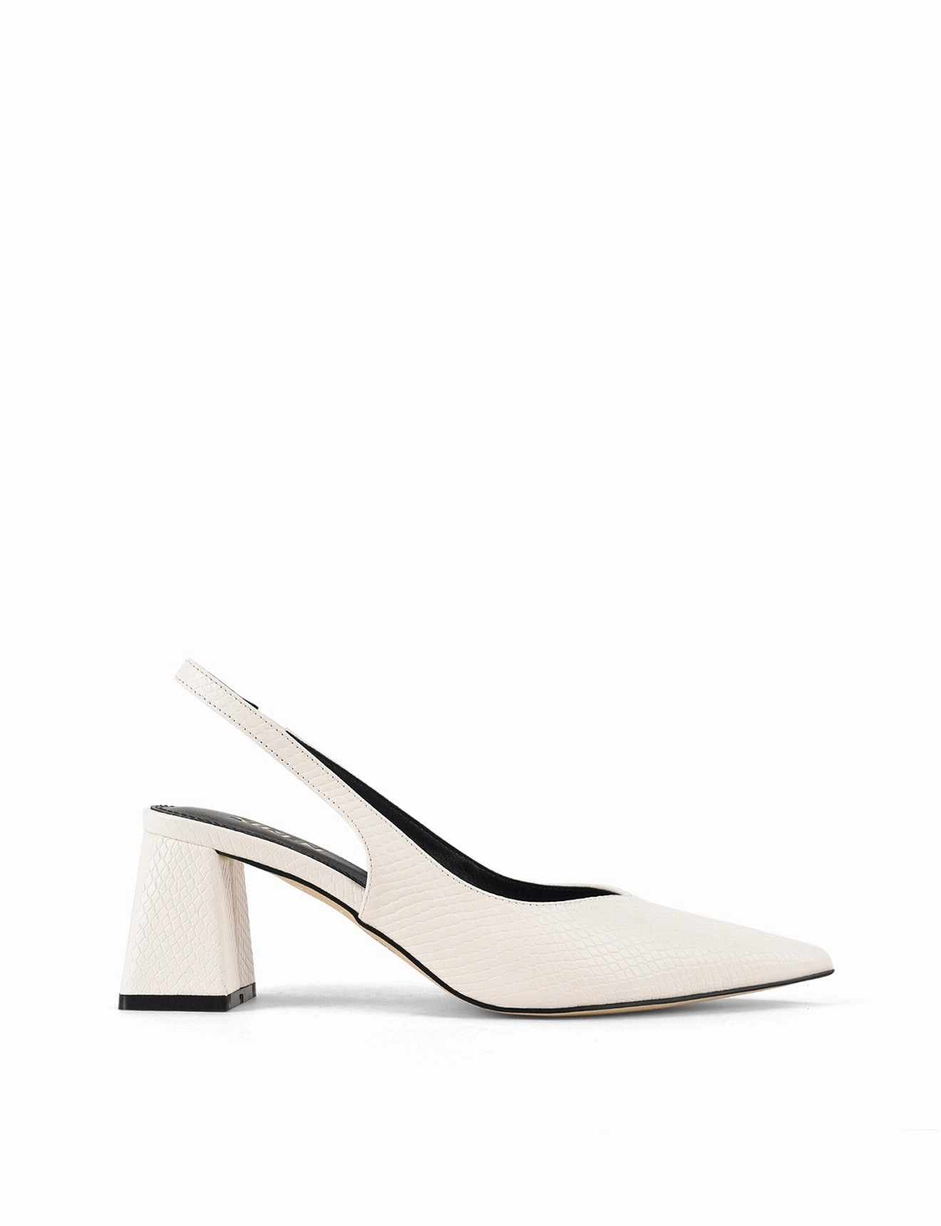 Yankee Slingback Block Heel - Chalk White Snake Leather