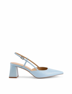 Yasmine Slingback Heels - Pale Blue Leather
