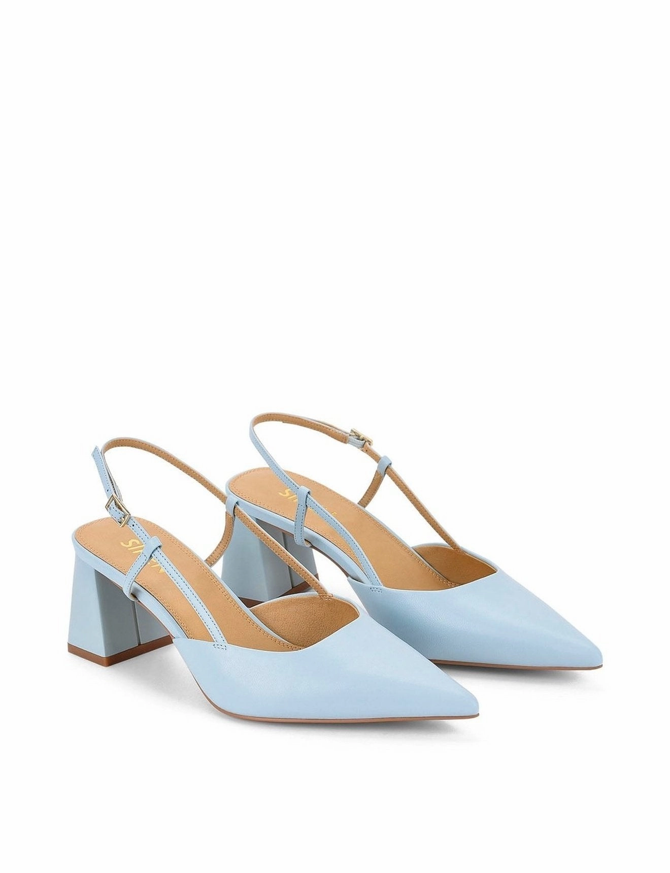 Yasmine Slingback Heels - Pale Blue Leather
