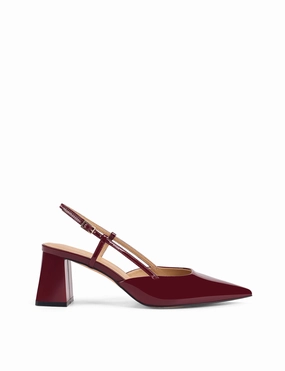 Yasmine Slingback Heels - Wine Patent Leather