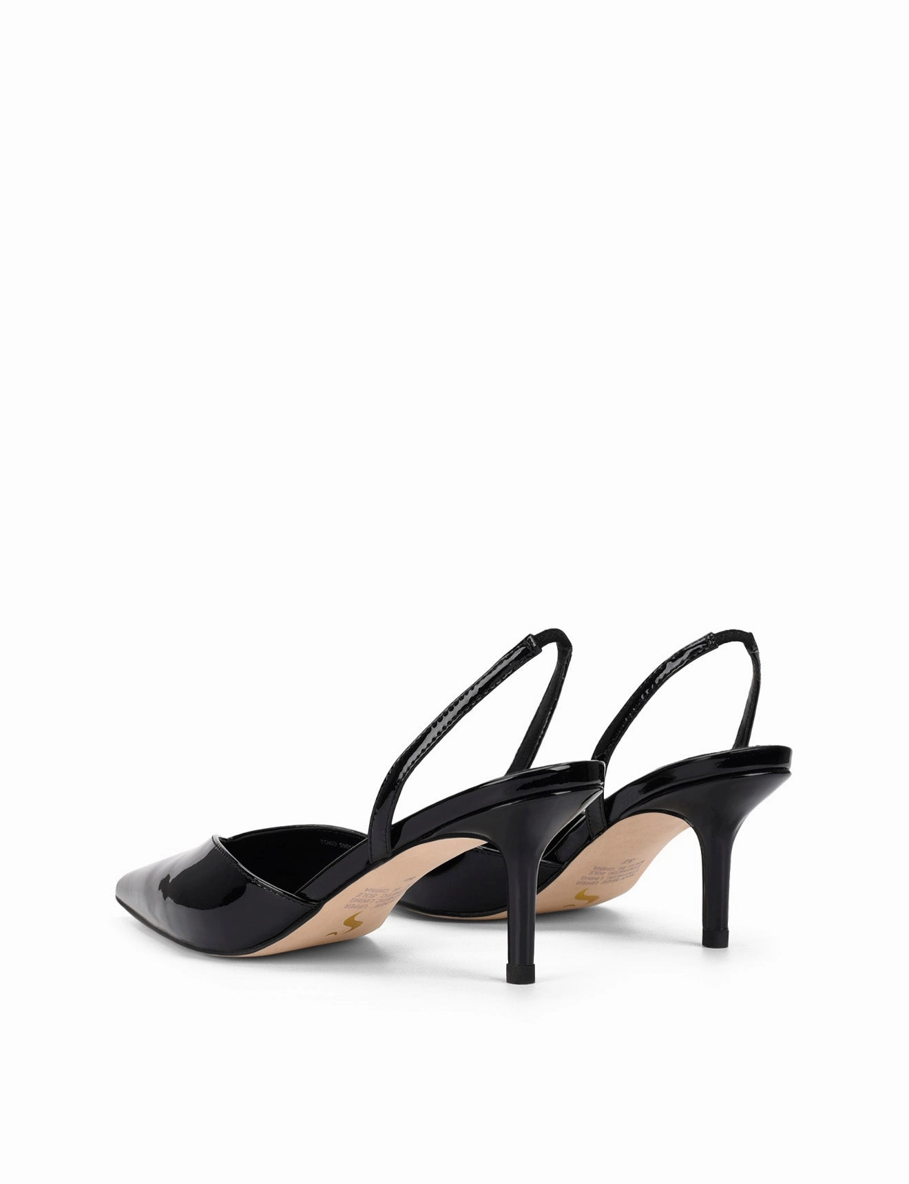 Yoco Slingback Kitten Heels - Black Patent Leather