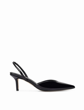 Yoco Slingback Kitten Heels - Black Patent Leather