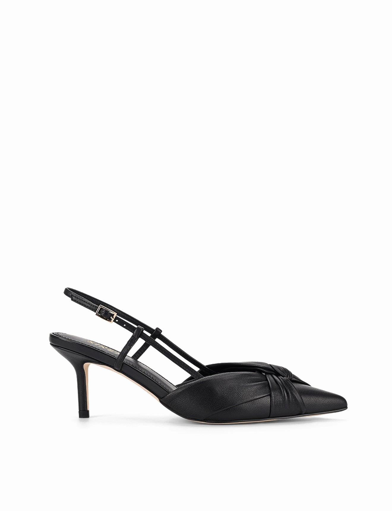 Yonder Slingback Kitten Heels - Black Leather
