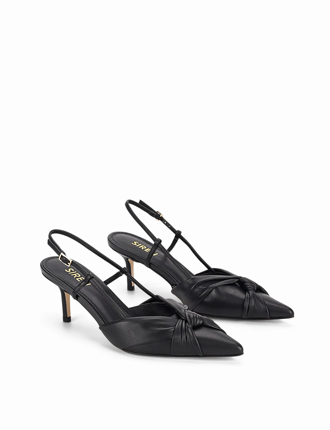 Yonder Slingback Kitten Heels - Black Leather
