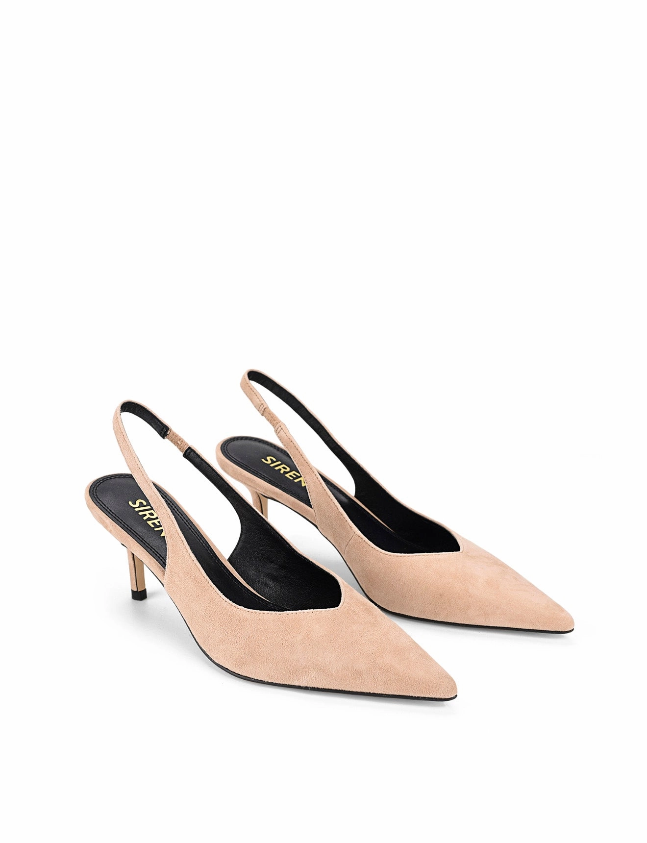 Yory Slingback Kitten Heels - Almond Tan Suede