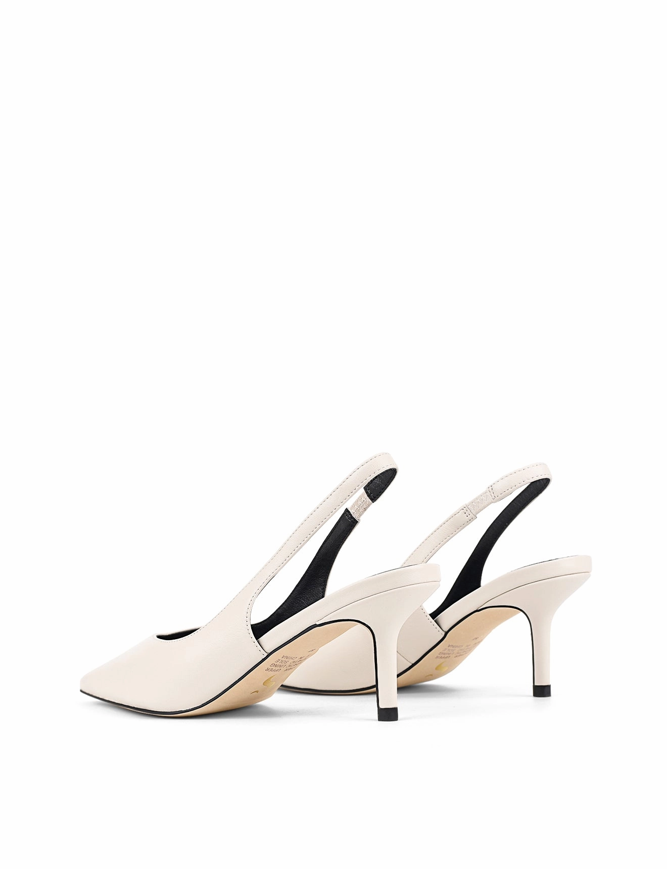 Yory Slingback Kitten Heels - Chalk White Leather