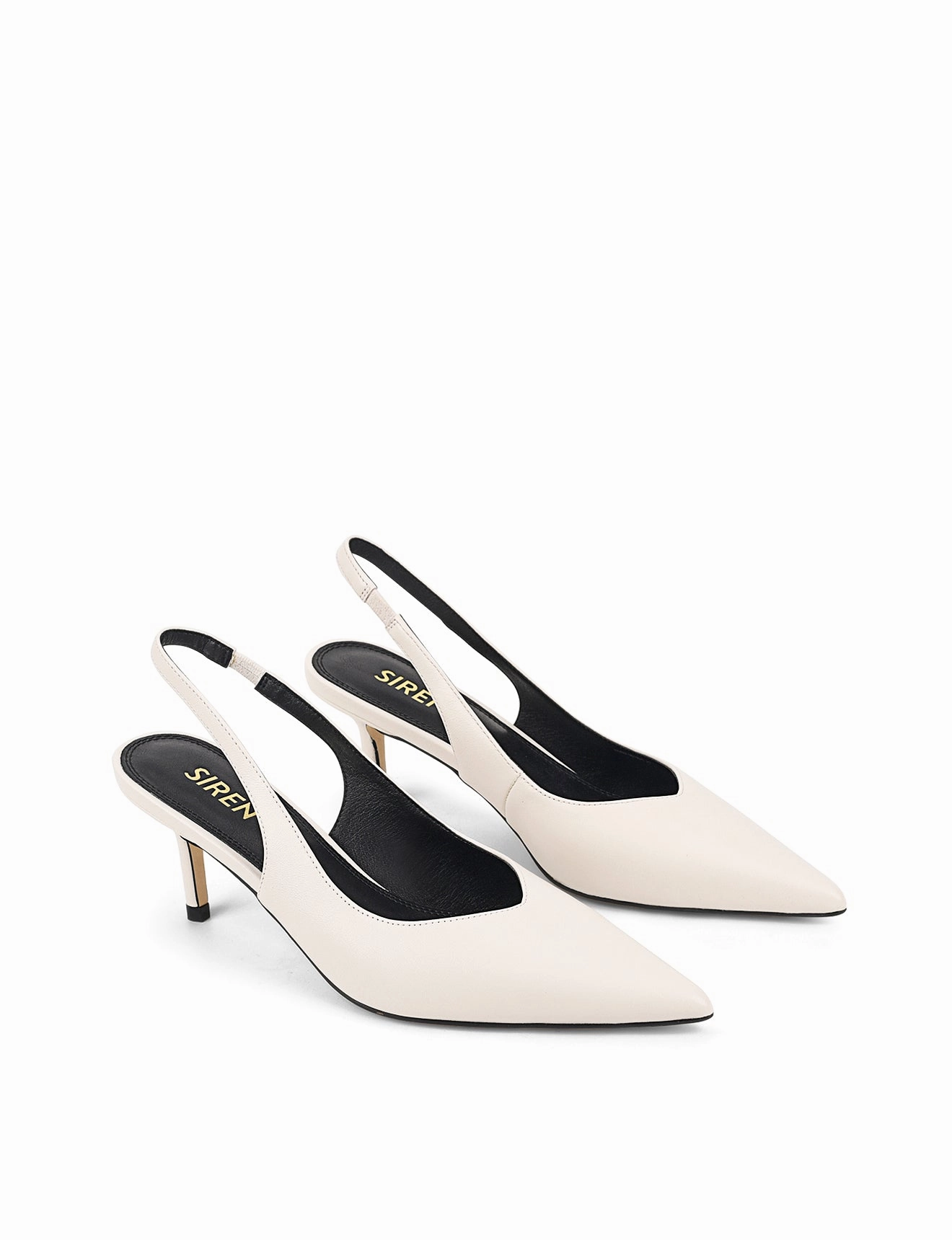 Yory Slingback Kitten Heels - Chalk White Leather